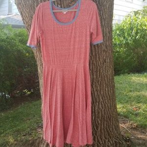 LuLaRoe XL Nicole, heather red and blue jersey
